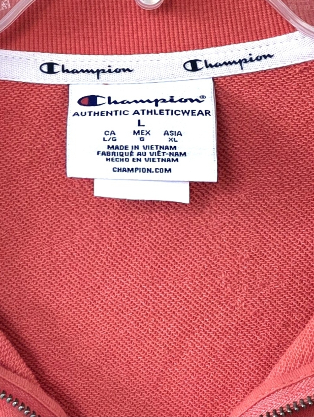 Champion Womens Coral Quarter Zip Pullover Sweatshirt - Size Large - Picture 6 of 6